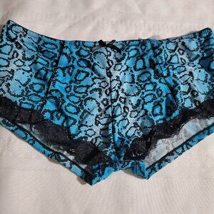 New York Elegance Womens Size 1X 8 Blue Animal Print Boyshort NWT Panty